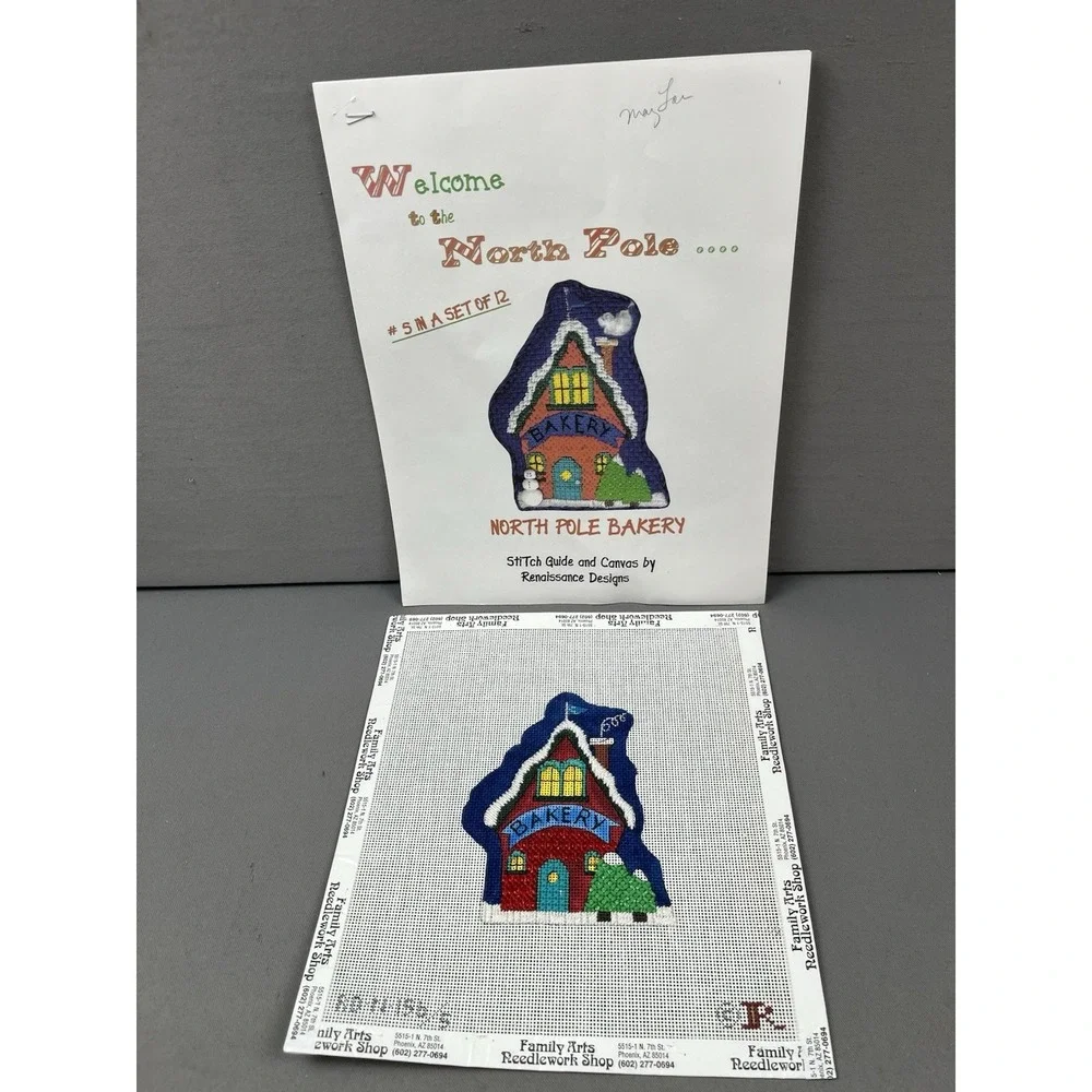 Renaissance Designs Hand Painted Needlepoint North Pole Village - Bakery